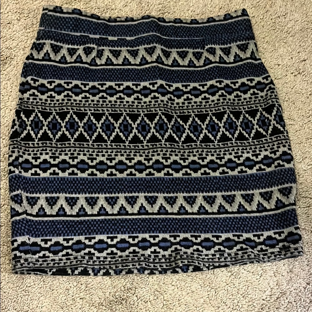 Navy Blue Patterned Skirt